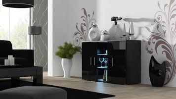 Комод SOHO Cama Meble S7 чорний / чорний глянець фото - Купить Комоды CAMA MEBLE в эпицентре мебели GerborDesign.com.ua