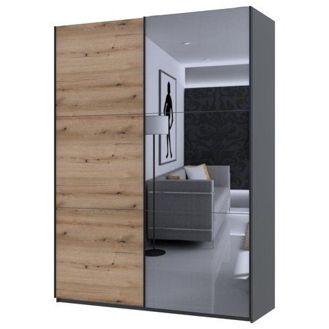 Шкаф-купе G-Кайзер Doros (Дорос) 1 ДСП / 1 Зеркало 180х60х240 графит / дуб эвок фото - Купить Шкафы-купе DOROS | ДОРОС в эпицентре мебели GerborDesign.com.ua, Киев, Днепр, Львов, Луцк, Хмельницкий