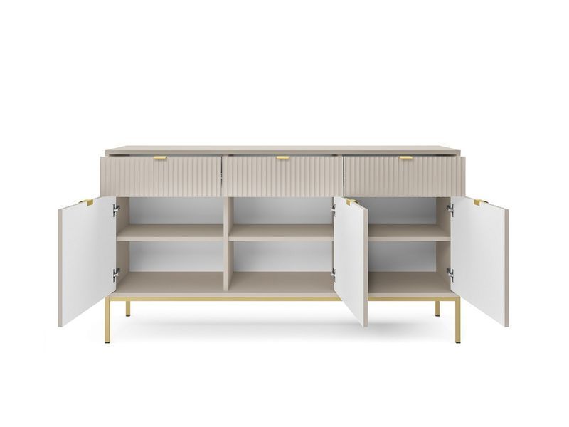 Комод Perfect Home Нова / Nova 3-дверний з 3 шухлядами і золотими ніжками KSZ154 кашемір фото - Купити Комоди PERFECT HOME в епіцентрі меблів GerborDesign.com.ua
