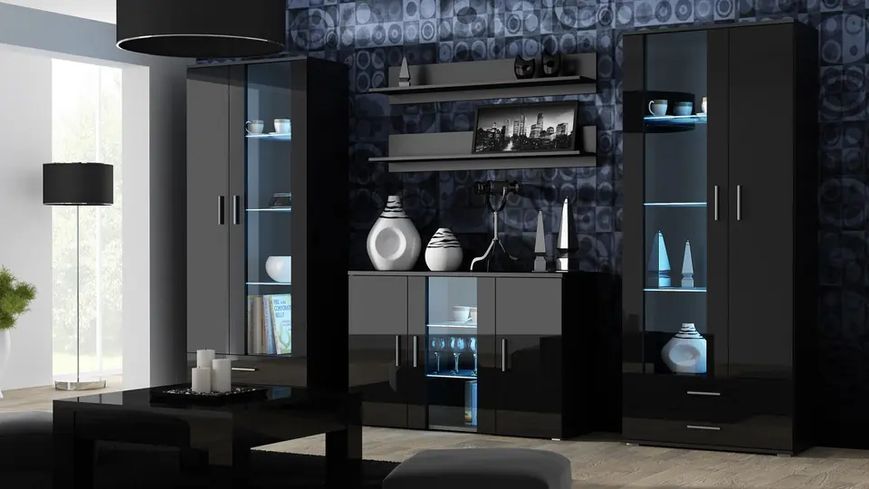 Комод SOHO Cama Meble S7 чорний / чорний глянець фото - Купити Комоди CAMA MEBLE в епіцентрі меблів GerborDesign.com.ua