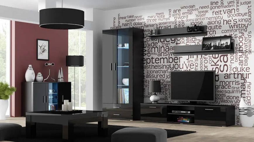 Комод SOHO Cama Meble S7 чорний / чорний глянець фото - Купити Комоди CAMA MEBLE в епіцентрі меблів GerborDesign.com.ua