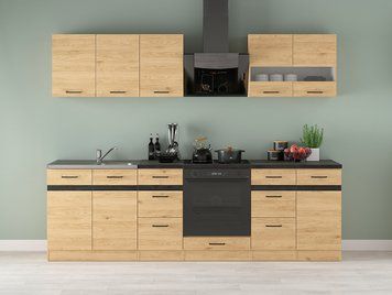 Кухня 260 см Junona Line BRW, кухонный гарнитур 2.6 м Black Red White дуб бернштайн фото - Купить Кухни BLACK RED WHITE в эпицентре мебели GerborDesign.com.ua