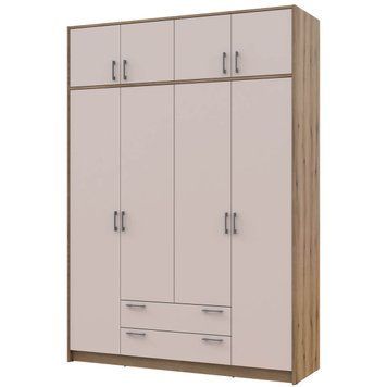 Шкаф распашной для одежды Ронди Doros (Дорос) с антресолью 4 ДСП 160х52х236 см дуб артизан / кашемир фото - Купить Шкафы DOROS | ДОРОС в эпицентре мебели GerborDesign.com.ua