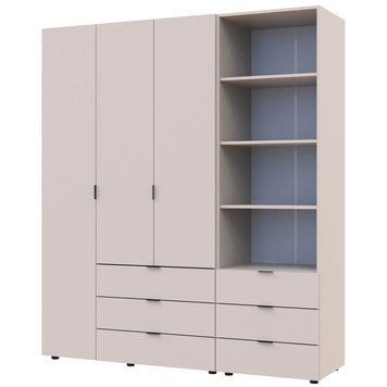 Шафа для одягу Гелар Doros (Дорос) 3 ДСП з пеналом 176,2х49,5х203,4 см кашемір фото - Купити Шафи DOROS | ДОРОС в епіцентрі меблів GerborDesign.com.ua