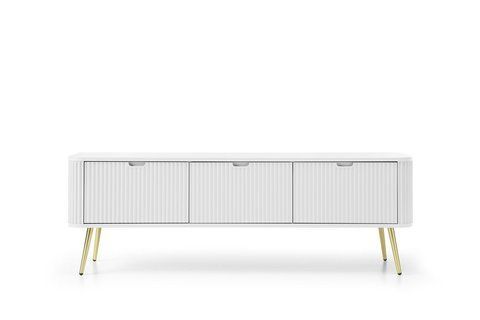 Тумба под телевизор Perfect Home Зова / Zova 3-дверная с золотыми ножками RTV168 белый фото - Купить Тумбы ТВ PERFECT HOME в эпицентре мебели GerborDesign.com.ua, Киев, Днепр, Львов, Луцк, Хмельницкий