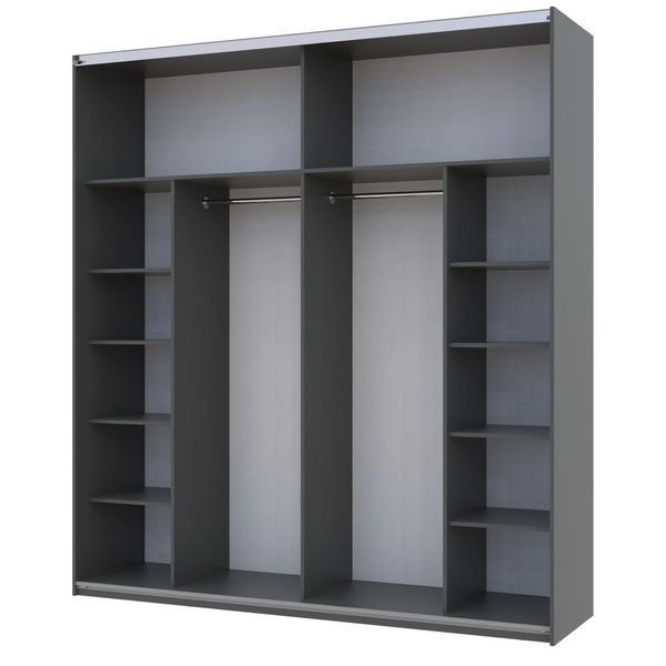 Шкаф-купе G-Кайзер Doros (Дорос) 2 ДСП / 3 части 220х60х240 графит / белый фото - Купить Шкафы-купе DOROS | ДОРОС в эпицентре мебели GerborDesign.com.ua