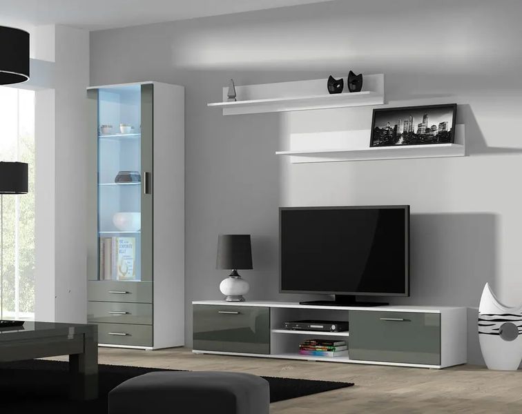 Тумба под телевизор SOHO Cama Meble RTV 180 S3 білий / сірий глянець фото - Купить Тумбы ТВ CAMA MEBLE в эпицентре мебели GerborDesign.com.ua