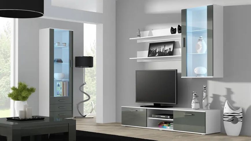 Тумба под телевизор SOHO Cama Meble RTV 180 S3 білий / сірий глянець фото - Купить Тумбы ТВ CAMA MEBLE в эпицентре мебели GerborDesign.com.ua