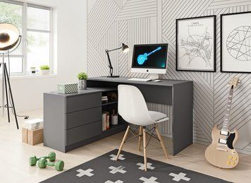 Стіл офісний письмовий Perfect Home Тео / Teo 3S/138 з 3 шухлядами чорний фото - Купити Столи письмові PERFECT HOME в епіцентрі меблів GerborDesign.com.ua