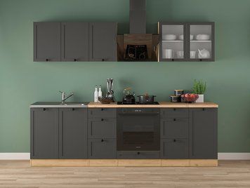 Кухня 260 см Junona Line BRW, кухонный гарнитур 2.6 м Black Red White дуб бернштайн / дуб сонома фото - Купить Кухни BLACK RED WHITE в эпицентре мебели GerborDesign.com.ua