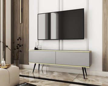 Тумба під телевізор Perfect Home Оро / Oro 2-дверна з чорними ніжками RTV135 сірий фото - Купити Тумби ТВ PERFECT HOME в епіцентрі меблів GerborDesign.com.ua