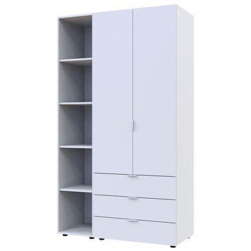 Шкаф распашной для одежды Гелар Doros (Дорос) с этажеркой 2 ДСП 115,7х49,5х203,4 см белый фото - Купить Шкафы DOROS | ДОРОС в эпицентре мебели GerborDesign.com.ua