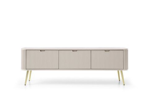 Тумба под телевизор Perfect Home Зова / Zova 3-дверная с золотыми ножками RTV168 кашемир фото - Купить Тумбы ТВ PERFECT HOME в эпицентре мебели GerborDesign.com.ua, Киев, Днепр, Львов, Луцк, Хмельницкий