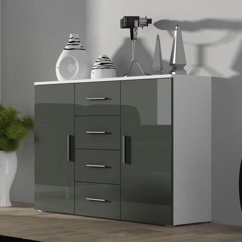 Комод SOHO Cama Meble S8/UNI білий / сірий глянець в інтер'єрі