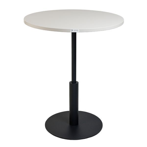 Стол LOVKO Ibiza R light d-60 черный металл/белый ДСП (текстура)  фото - Купить Столы LOVKO в эпицентре мебели GerborDesign.com.ua