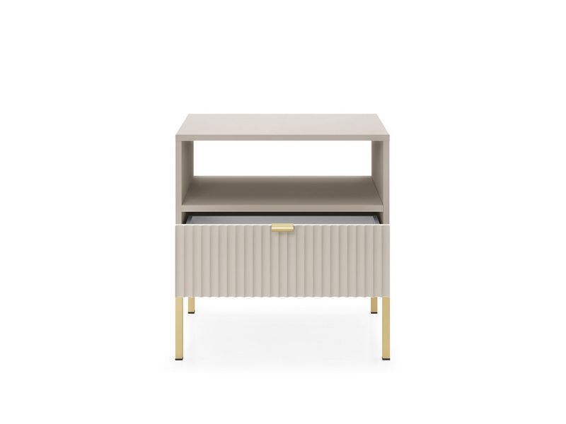 Тумба приліжкова Perfect Home Нова / Nova з 1 шухлядою і золотими ніжками S54 кашемір фото - Купити Тумби приліжкові PERFECT HOME в епіцентрі меблів GerborDesign.com.ua
