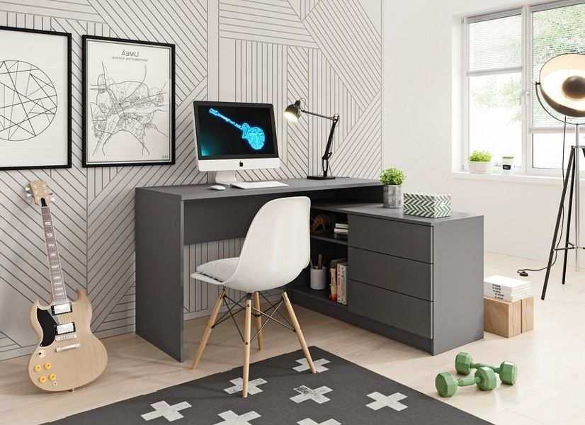 Стіл офісний письмовий Perfect Home Тео / Teo 3S/138 з 3 шухлядами чорний фото - Купити Столи письмові PERFECT HOME в епіцентрі меблів GerborDesign.com.ua
