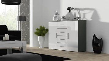 Комод SOHO Cama Meble S8/UNI сірий / білий глянець фото - Купить Комоды CAMA MEBLE в эпицентре мебели GerborDesign.com.ua