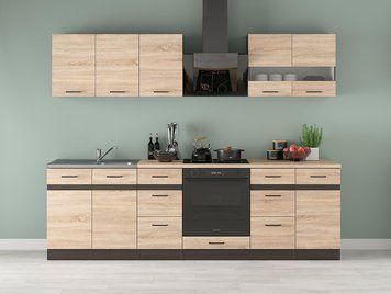 Кухня 260 см Junona Line BRW, кухонный гарнитур 2.6 м Black Red White венге / дуб сонома фото - Купить Кухни BLACK RED WHITE в эпицентре мебели GerborDesign.com.ua
