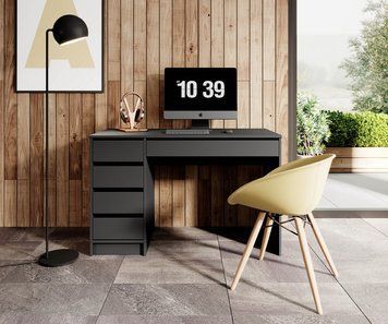 Стіл туалетний письмовий Perfect Home Ада / Ada 5S/120 з 5 шухлядами антрацит фото - Купити Туалетні столики PERFECT HOME в епіцентрі меблів GerborDesign.com.ua