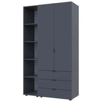 Шкаф распашной для одежды Гелар Doros (Дорос) с этажеркой 2 ДСП 115,7х49,5х203,4 см графит фото - Купить Шкафы DOROS | ДОРОС в эпицентре мебели GerborDesign.com.ua
