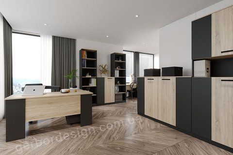 Кабінет Офіс Нью Гербор | Office New Gerbor антрацит / дуб сонома фото - Купити Кабінети ГЕРБОР | GERBOR в епіцентрі меблів GerborDesign.com.ua