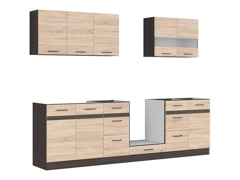 Кухня 260 см Junona Line BRW, кухонний гарнітур 2.6 м Black Red White венге / дуб сонома фото - Купити Кухні BLACK RED WHITE в епіцентрі меблів GerborDesign.com.ua