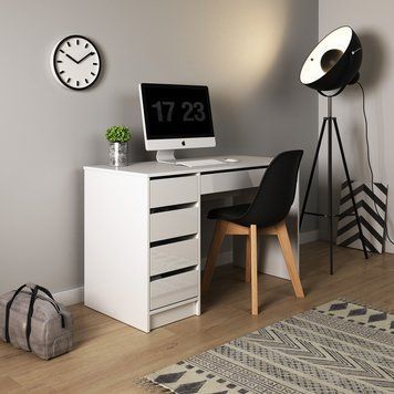 Стіл туалетний письмовий Perfect Home Ада / Ada 5S/120 з 5 шухядами білий глянець фото - Купити Туалетні столики PERFECT HOME в епіцентрі меблів GerborDesign.com.ua