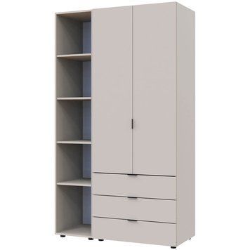 Шкаф распашной для одежды Гелар Doros (Дорос) с этажеркой 2 ДСП 115,7х49,5х203,4 см кашемир фото - Купить Шкафы DOROS | ДОРОС в эпицентре мебели GerborDesign.com.ua