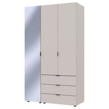 Шкаф распашной для одежды Гелар Doros (Дорос) 2 ДСП / Зеркало 116,3х49,5х203,4 см кашемир фото - Купить Шкафы DOROS | ДОРОС в эпицентре мебели GerborDesign.com.ua