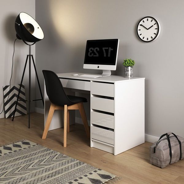 Стіл туалетний письмовий Perfect Home Ада / Ada 5S/120 з 5 шухядами білий глянець фото - Купити Туалетні столики PERFECT HOME в епіцентрі меблів GerborDesign.com.ua