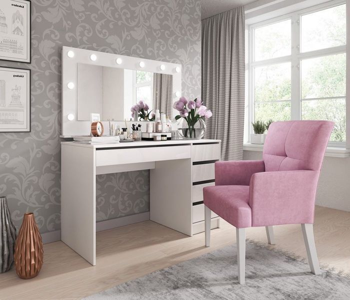 Стіл туалетний письмовий Perfect Home Ада / Ada 5S/120 з 5 шухядами білий глянець фото - Купити Туалетні столики PERFECT HOME в епіцентрі меблів GerborDesign.com.ua