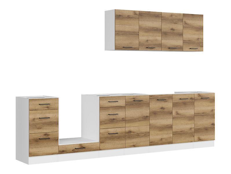 Кухня 300 см Junona Line BRW, кухонний гарнітур 3 м Black Red White білий / світлий дуб делано фото - Купити Кухні BLACK RED WHITE в епіцентрі меблів GerborDesign.com.ua