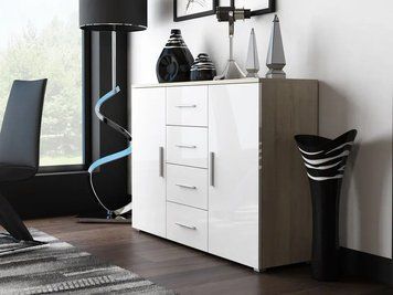 Комод SOHO Cama Meble S8/UNI дуб сонома / білий глянець фото - Купить Комоды CAMA MEBLE в эпицентре мебели GerborDesign.com.ua