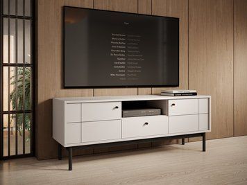 Тумба під ТВ Perfect Home Джапанді / Japandi RTV154 2-дверна з 1 шухядою кашемір фото - Купити Тумби ТВ PERFECT HOME в епіцентрі меблів GerborDesign.com.ua
