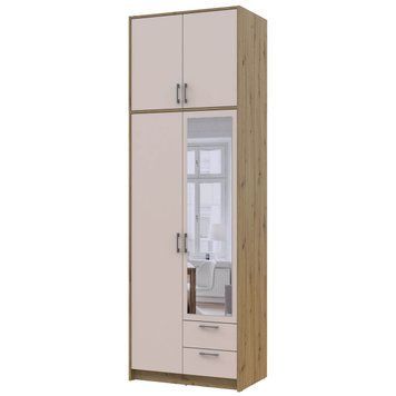 Шкаф с зеркалом и высокой антресолью Ронди Doros (Дорос) 2 ДСП 82х52х260 см дуб артизан / кашемир фото - Купить Шкафы DOROS | ДОРОС в эпицентре мебели GerborDesign.com.ua