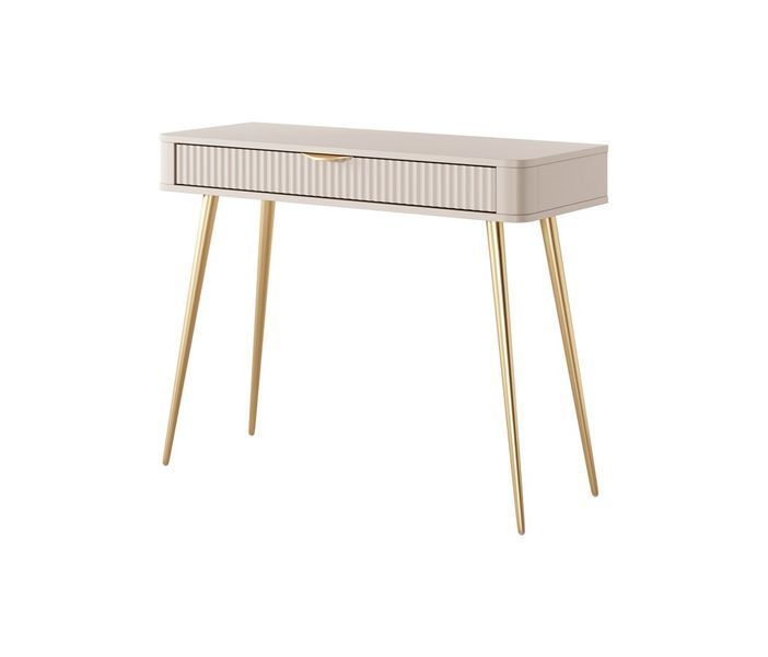 Стіл туалетний Perfect Home Ланте / Lante 1S/100 з 1 шухлядою і золотими ніжками бежевый фото - Купити Туалетні столики PERFECT HOME в епіцентрі меблів GerborDesign.com.ua