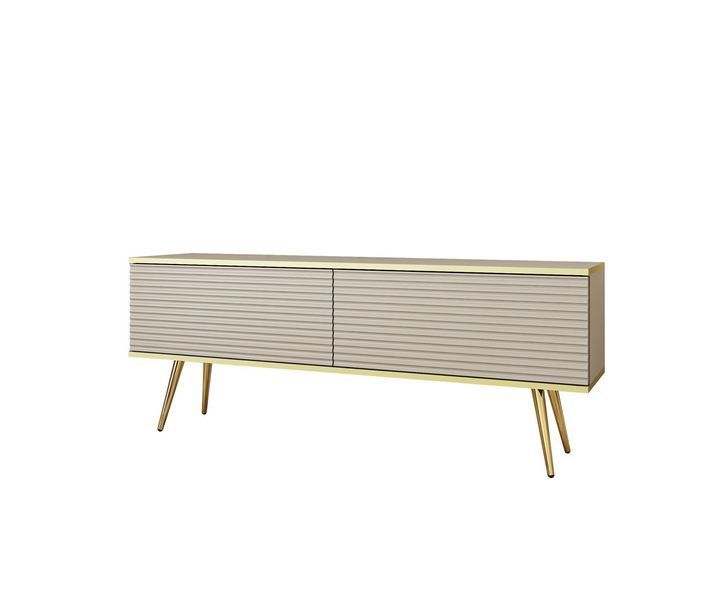 Тумба під телевізор Perfect Home Оро / Oro 2-дверна з золотими ніжками RTV135 MDF бежевый фото - Купити Тумби ТВ PERFECT HOME в епіцентрі меблів GerborDesign.com.ua