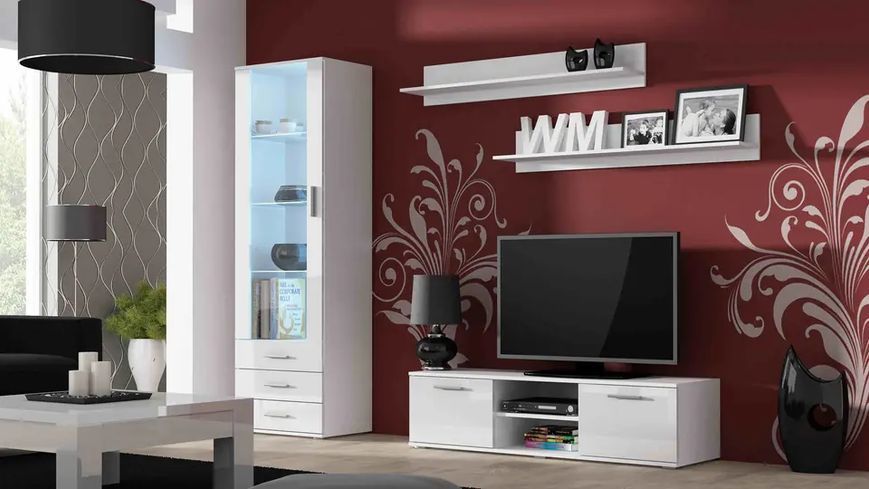 Тумба под телевизор SOHO Cama Meble RTV 140 S4 белый / белый глянец фото - Купить Тумбы ТВ CAMA MEBLE в эпицентре мебели GerborDesign.com.ua