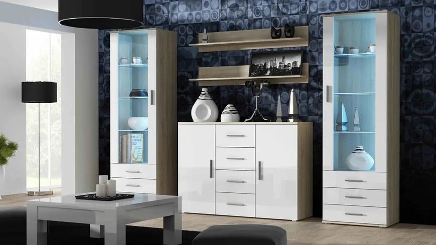 Комод SOHO Cama Meble S8/UNI дуб сонома / білий глянець фото - Купити Комоди CAMA MEBLE в епіцентрі меблів GerborDesign.com.ua