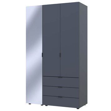 Шкаф распашной для одежды Гелар Doros (Дорос) 2 ДСП / Зеркало 116,3х49,5х203,4 см графит фото - Купить Шкафы DOROS | ДОРОС в эпицентре мебели GerborDesign.com.ua