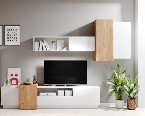 Стінка Perfect Home 3Д / 3D білий / дуб крафт золотий фото - Купити Вітальні PERFECT HOME в епіцентрі меблів GerborDesign.com.ua
