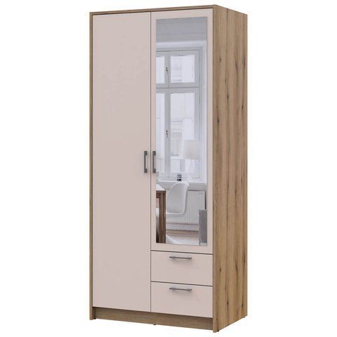 Шафа розпашна для одягу Ронді Doros (Дорос) з дзеркалом 2 ДСП 82х52х195 см дуб артизан / кашемір фото - Купити Шафи DOROS | ДОРОС в епіцентрі меблів GerborDesign.com.ua, Київ, Дніпро, Львів, Луцьк, Хмельницький