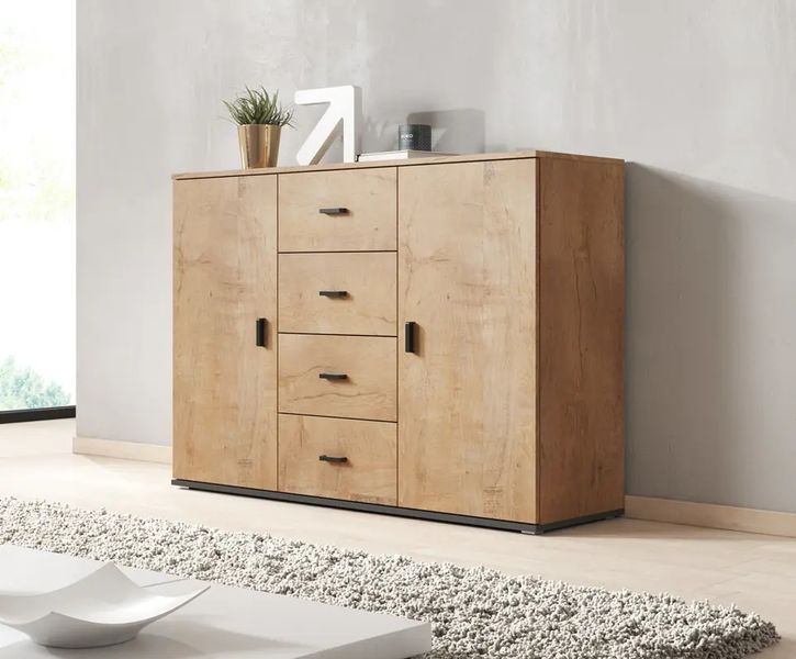 Комод SOHO Cama Meble S8/UNI дуб лефкас / чорний фото - Купить Комоды CAMA MEBLE в эпицентре мебели GerborDesign.com.ua
