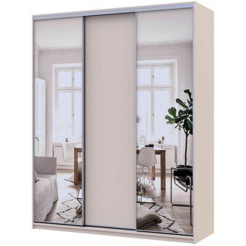 Шафа-купе Сіті Лайт Doros (Дорос) 1 ДСП / 2 Дзеркала 180х60х225 см кашемір фото - Купити Шафи-купе DOROS | ДОРОС в епіцентрі меблів GerborDesign.com.ua