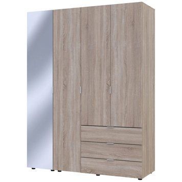 Шкаф распашной для одежды Гелар Doros (Дорос) 3 ДСП / Зеркало 155х49,5х203,4 см дуб сонома фото - Купить Шкафы DOROS | ДОРОС в эпицентре мебели GerborDesign.com.ua