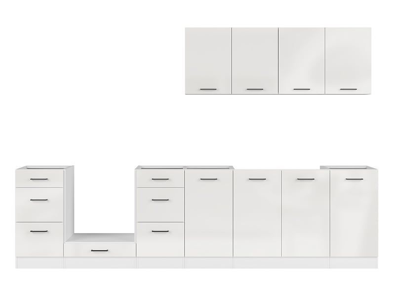 Кухня 300 см Junona Line BRW, кухонний гарнітур 3 м Black Red White білий / білий крейдяний глянець фото - Купити Кухні BLACK RED WHITE в епіцентрі меблів GerborDesign.com.ua