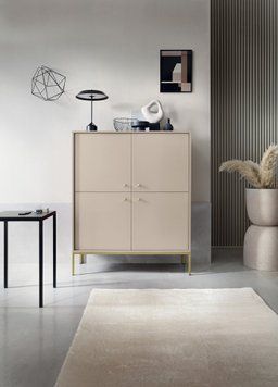 Комод високий Perfect Home Моно / Mono 4-дверний з золотими ніжками MK104 беж песочный фото - Купити Комоди PERFECT HOME в епіцентрі меблів GerborDesign.com.ua