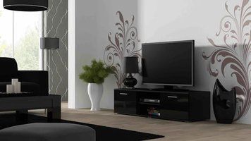 Тумба под телевизор SOHO Cama Meble RTV 140 S4 чорний / чорний глянець фото - Купить Тумбы ТВ CAMA MEBLE в эпицентре мебели GerborDesign.com.ua