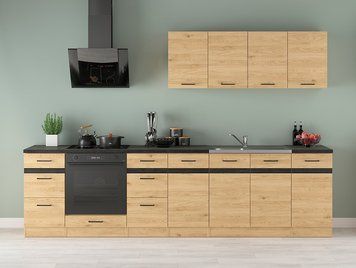Кухня 300 см Junona Line BRW, кухонный гарнитур 3 м Black Red White дуб бернштайн фото - Купить Кухни BLACK RED WHITE в эпицентре мебели GerborDesign.com.ua